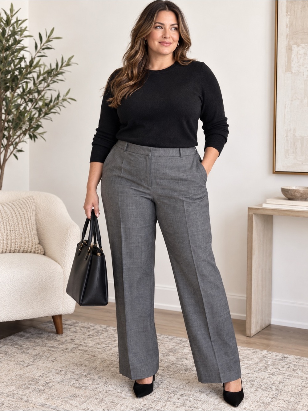 Lafayette 148 Gray Wool Trousers Pants 16 Quiet Luxury Workwear